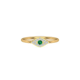 Solid Gold Emerald and Diamond Evil Eye Ring