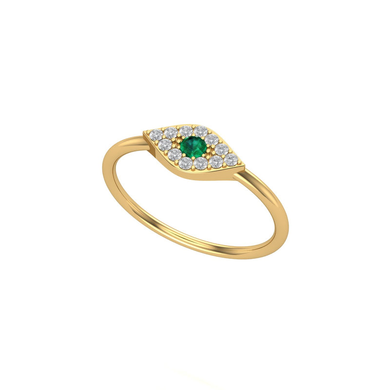 Emerald and Diamond Evil Eye Ring