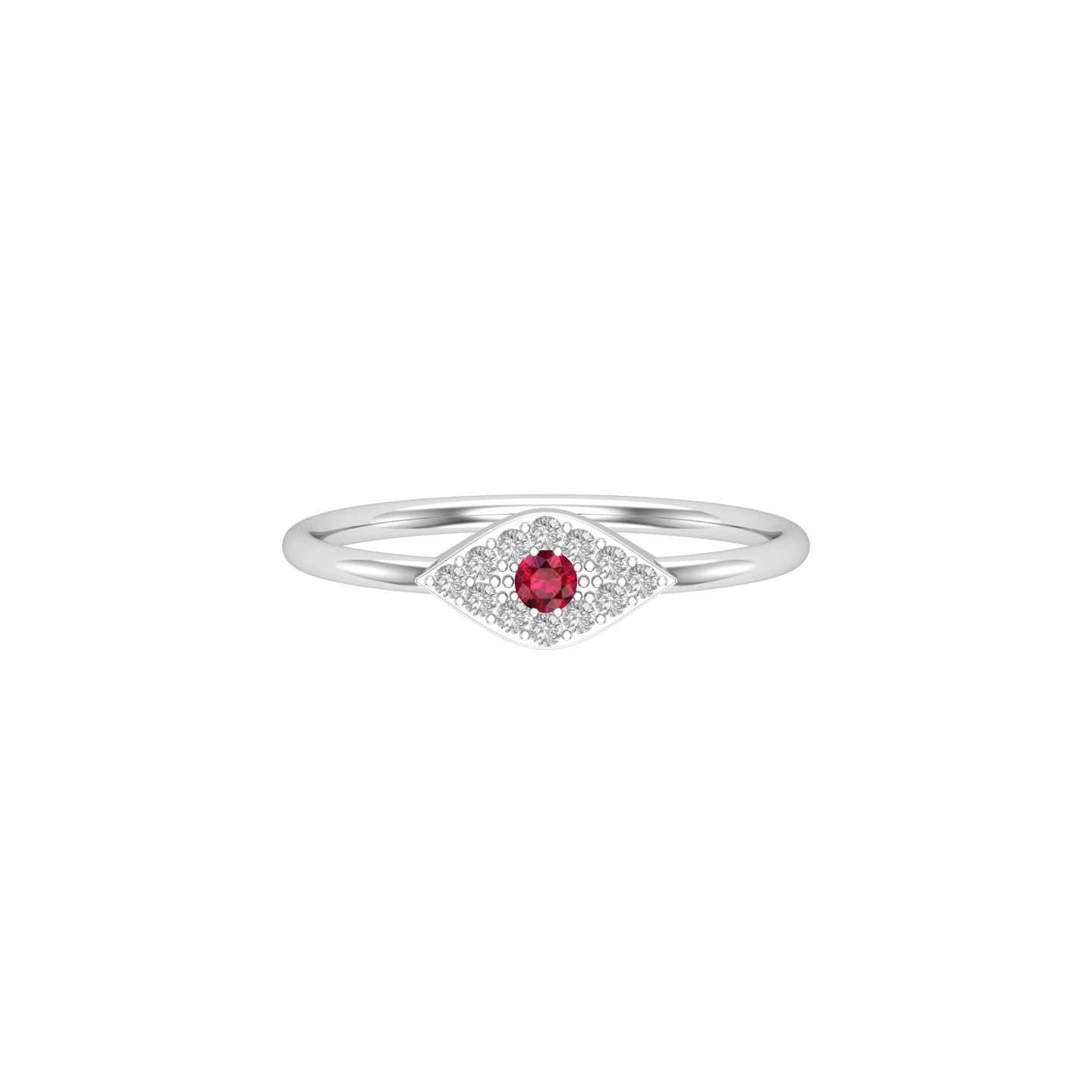 Solid Gold Ruby Diamond Evil Eye Ring