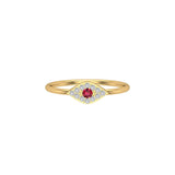 Solid Gold Ruby Diamond Evil Eye Ring