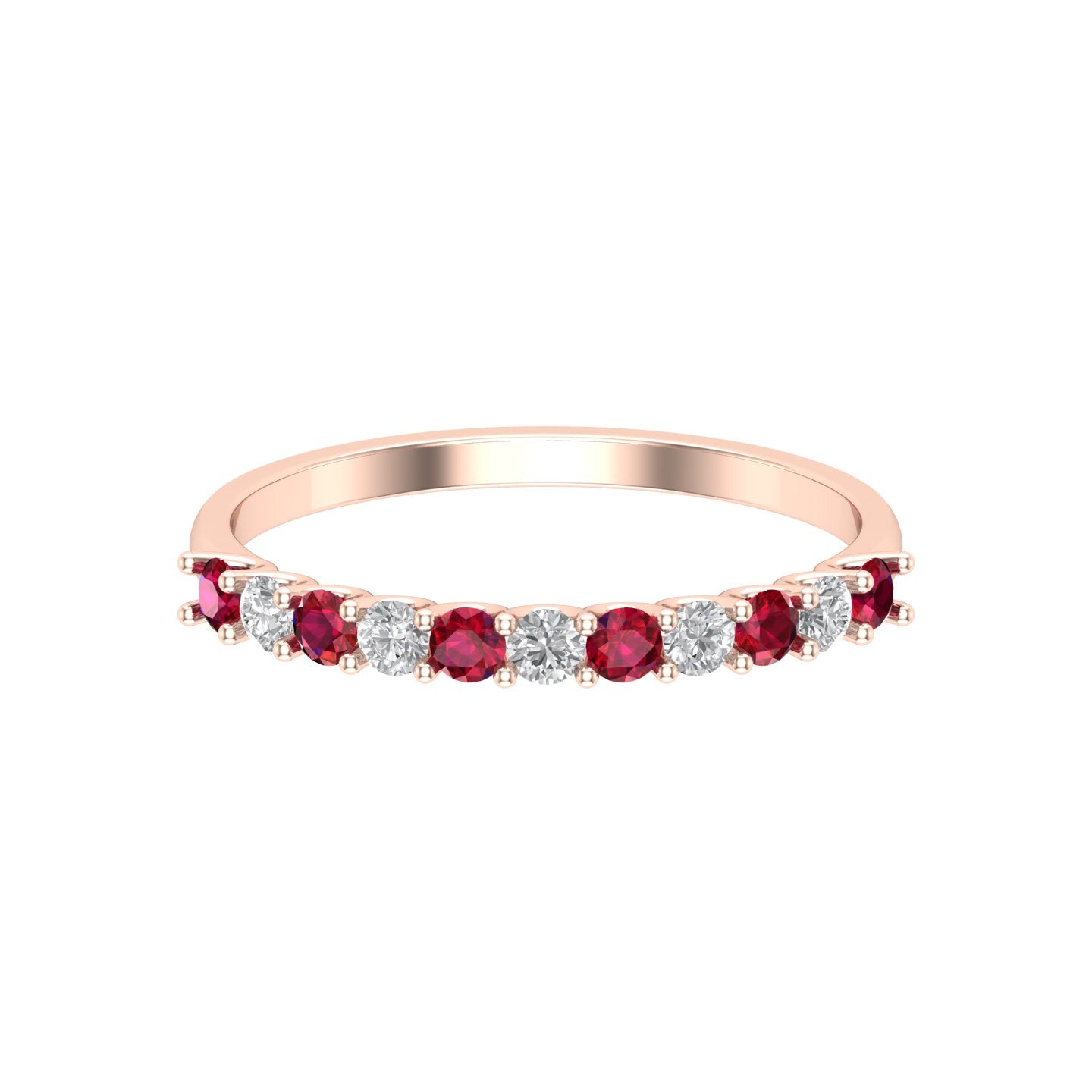 Solid Gold Ruby Diamond Band