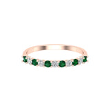 Solid Gold Emerald Diamond Wedding Band