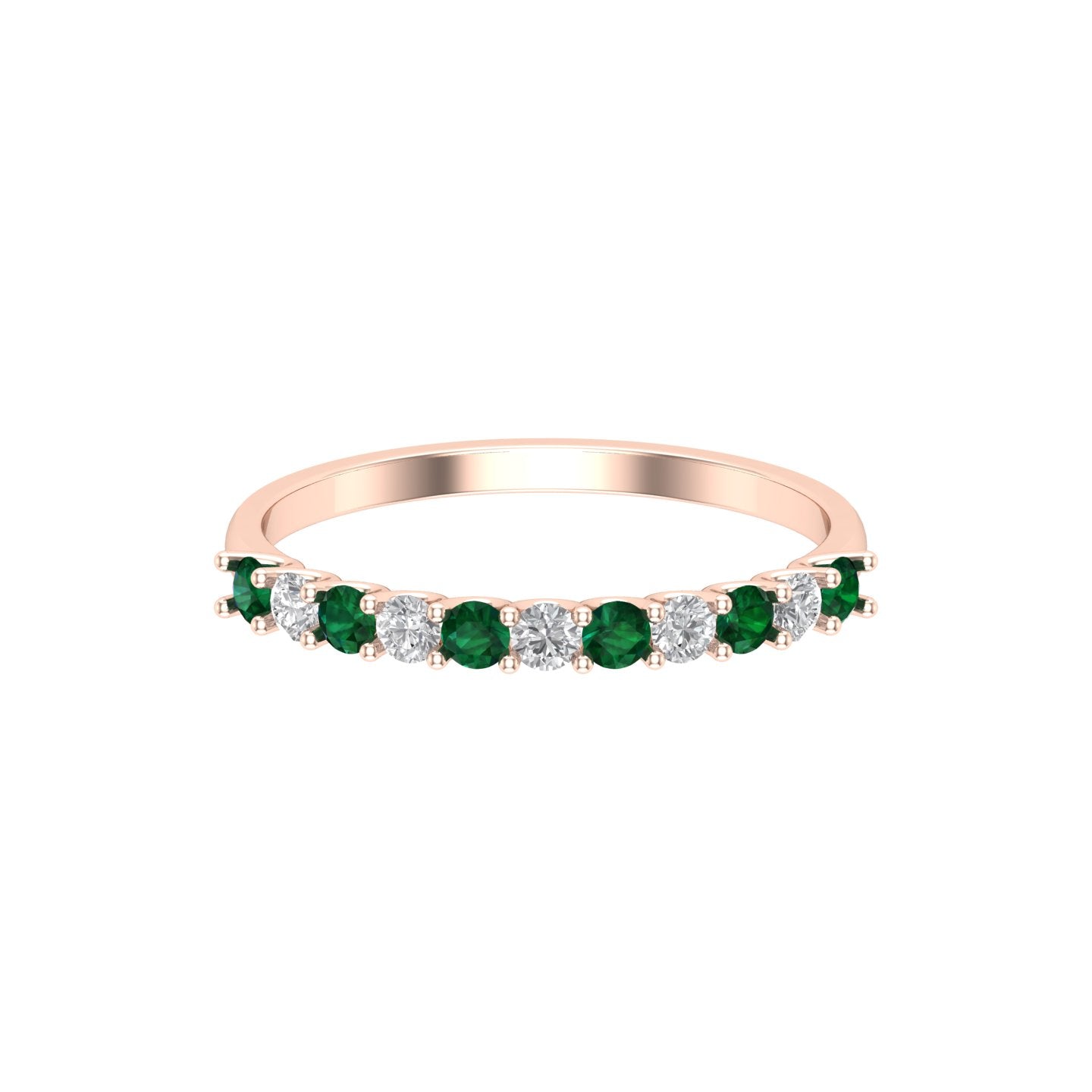 Solid Gold Emerald Diamond Wedding Band