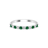 Solid Gold Emerald Diamond Wedding Band