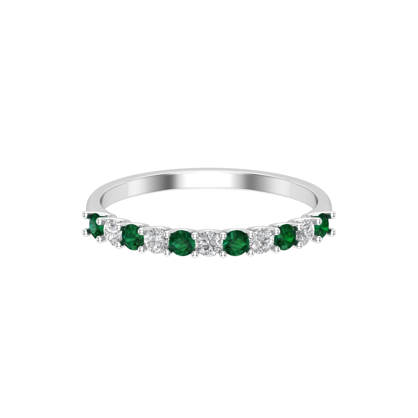 Solid Gold Emerald Diamond Wedding Band