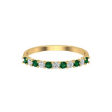 Solid Gold Emerald Diamond Wedding Band