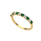 Solid Gold Emerald Diamond Wedding Band