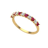Solid Gold Ruby Diamond Band