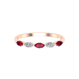 Solid Gold Ruby Diamond Marquise Band