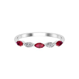 Solid Gold Ruby Diamond Marquise Band