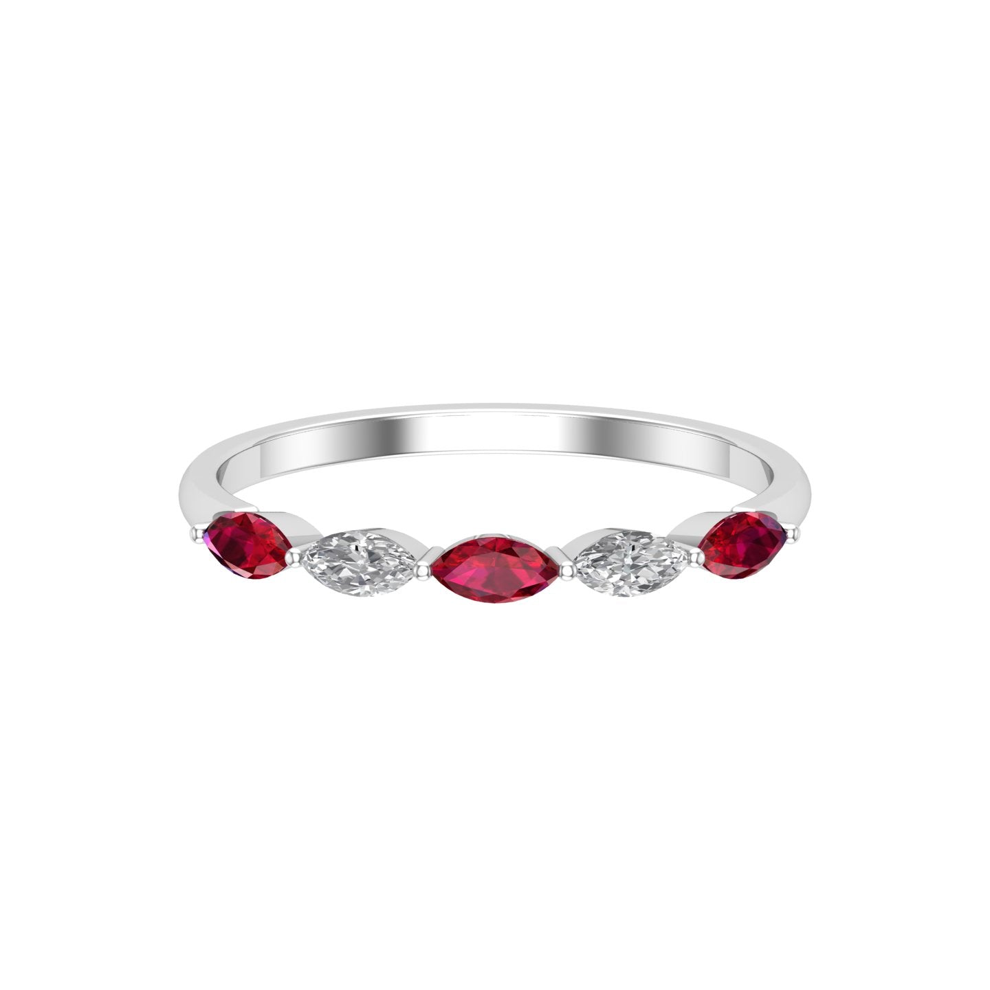 Solid Gold Ruby Diamond Marquise Band