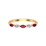 Solid Gold Ruby Diamond Marquise Band