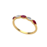 Solid Gold Ruby Diamond Marquise Band