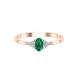 Solid Gold Emerald Solitaire Diamond Ring