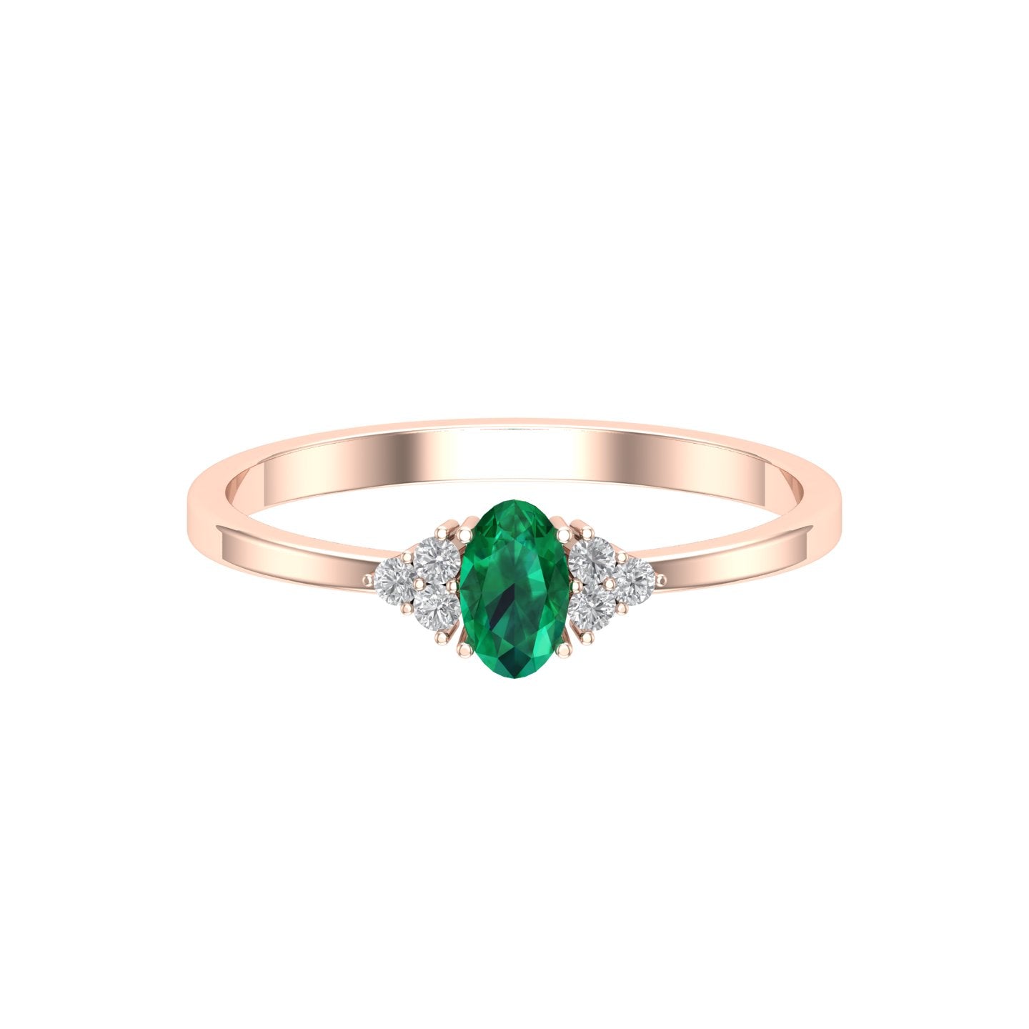 Solid Gold Emerald Solitaire Diamond Ring