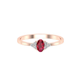 Solid Gold Ruby Solitaire Diamond Ring