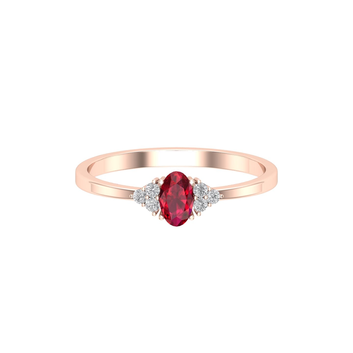 Solid Gold Ruby Solitaire Diamond Ring