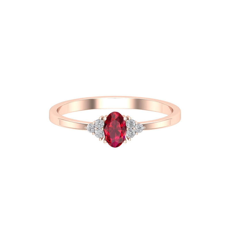 Ruby Diamond Minimal Engagement Ring