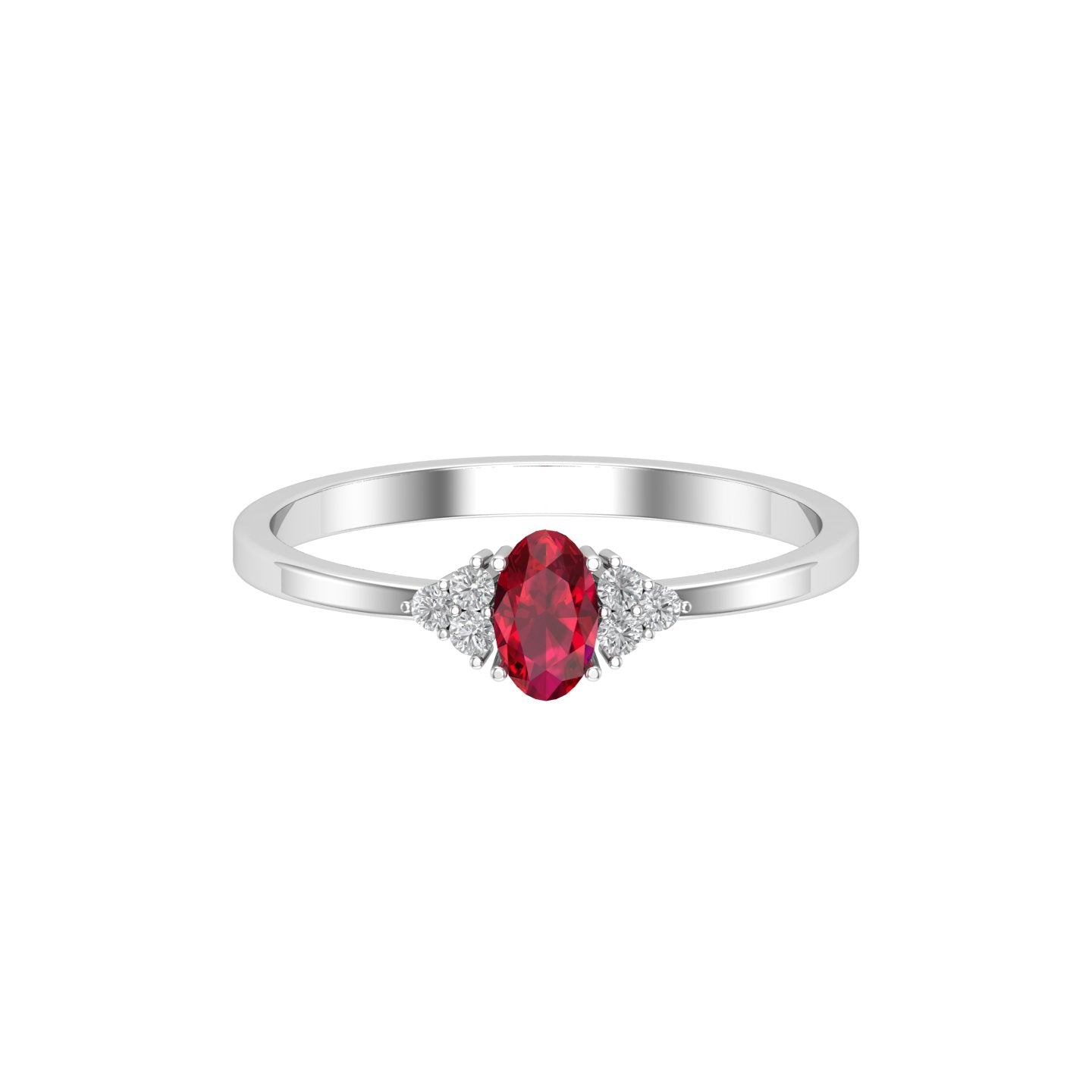 Solid Gold Ruby Solitaire Diamond Ring