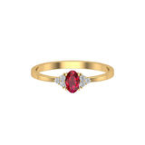Solid Gold Ruby Solitaire Diamond Ring