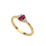 Solid Gold Ruby Solitaire Diamond Ring