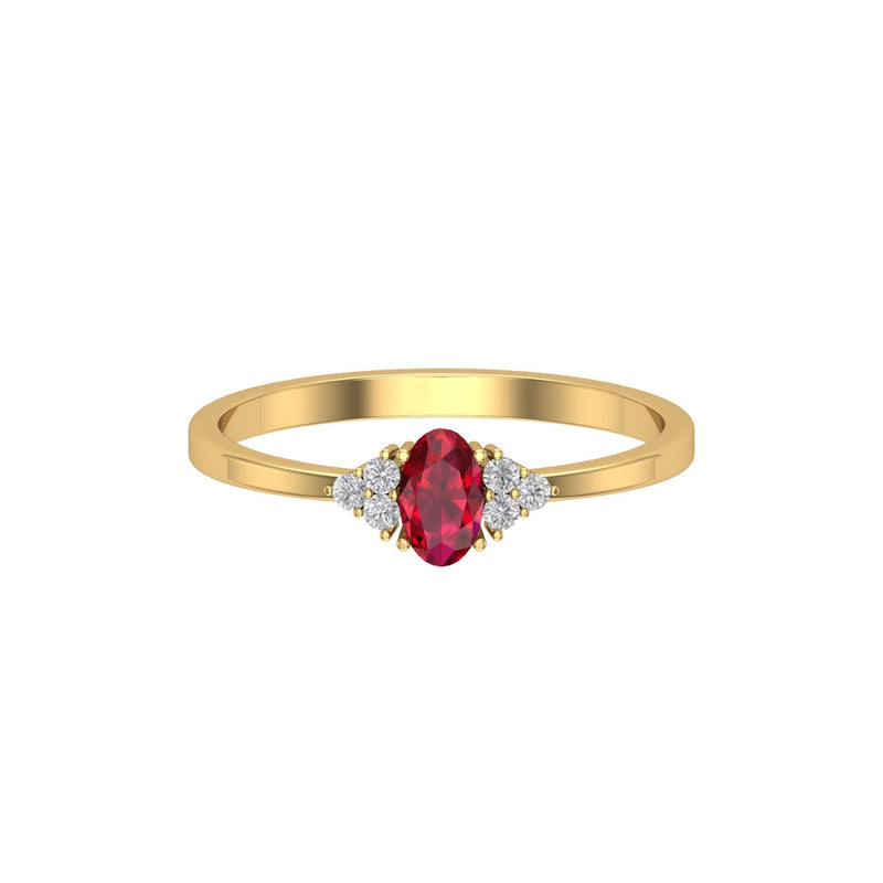 Ruby Diamond Minimal Engagement Ring