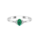Solid Gold Emerald Solitaire Diamond Ring