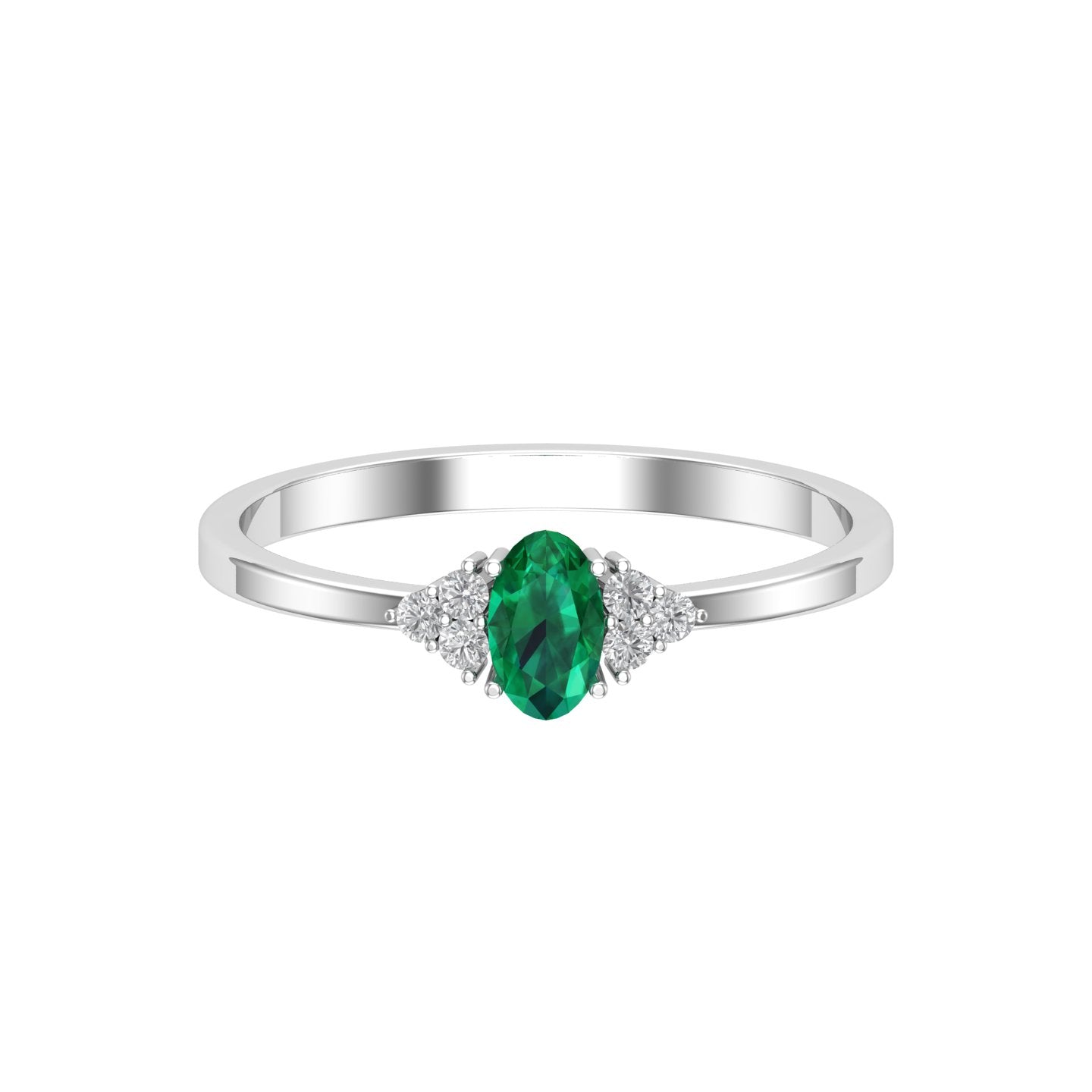 Solid Gold Emerald Solitaire Diamond Ring