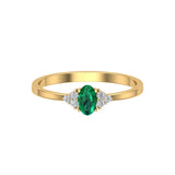 Solid Gold Emerald Solitaire Diamond Ring