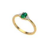Solid Gold Emerald Solitaire Diamond Ring