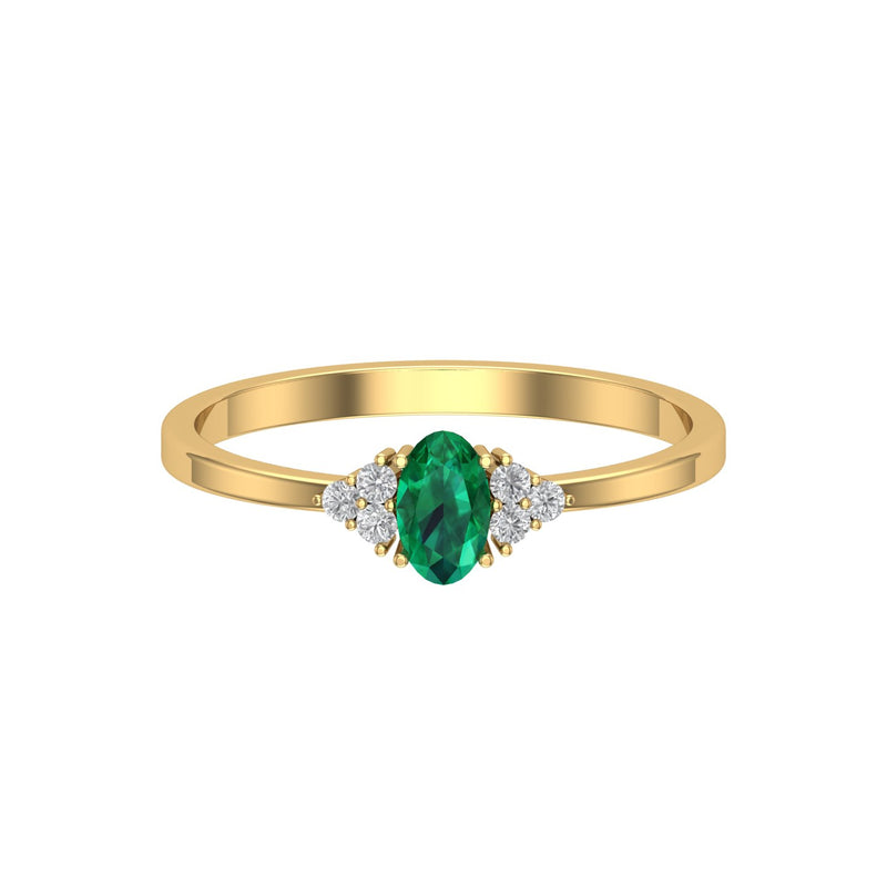 Emerald Diamond Minimal Engagement Ring