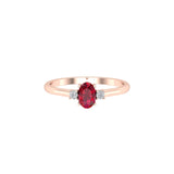 Solid Gold Ruby Diamond Oval Stacking Ring