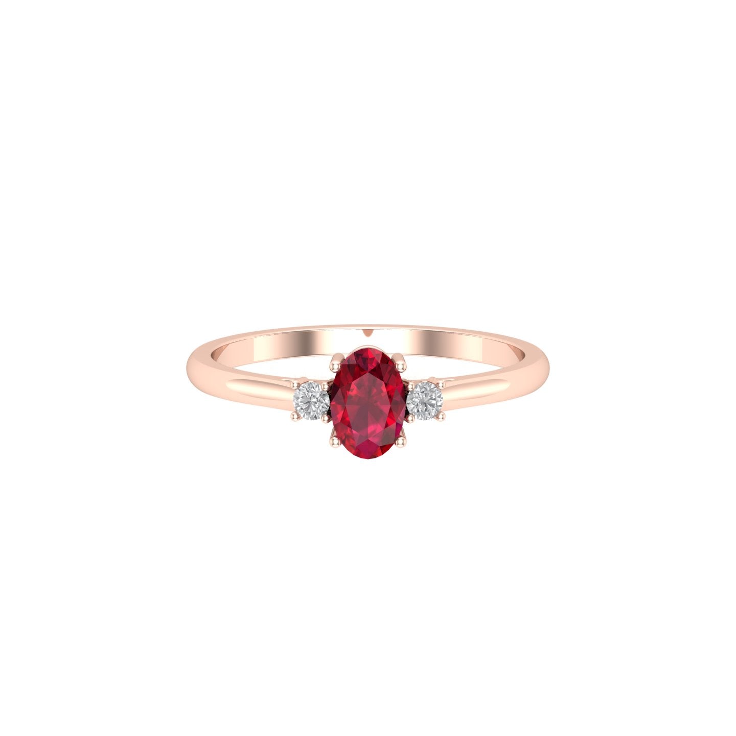 Solid Gold Ruby Diamond Oval Stacking Ring