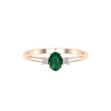 Solid Gold Emerald Diamond Oval Stacking Ring