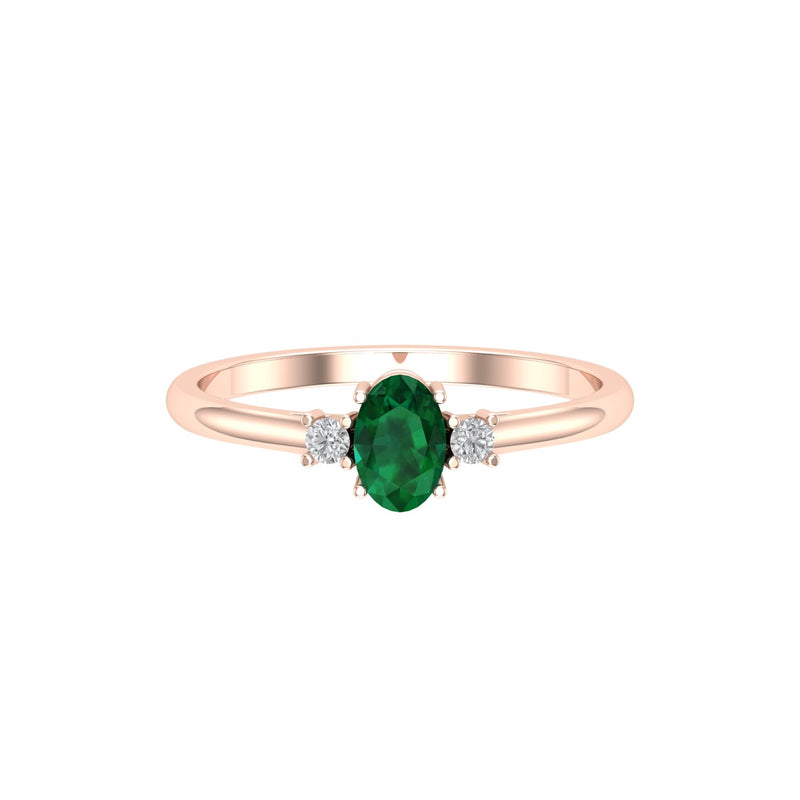 Emerald Diamond Oval Stacking Ring
