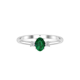 Solid Gold Emerald Diamond Oval Stacking Ring