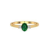 Solid Gold Emerald Diamond Oval Stacking Ring