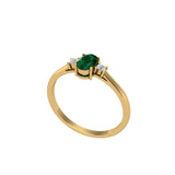 Solid Gold Emerald Diamond Oval Stacking Ring