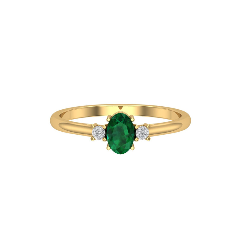 Emerald Diamond Oval Stacking Ring