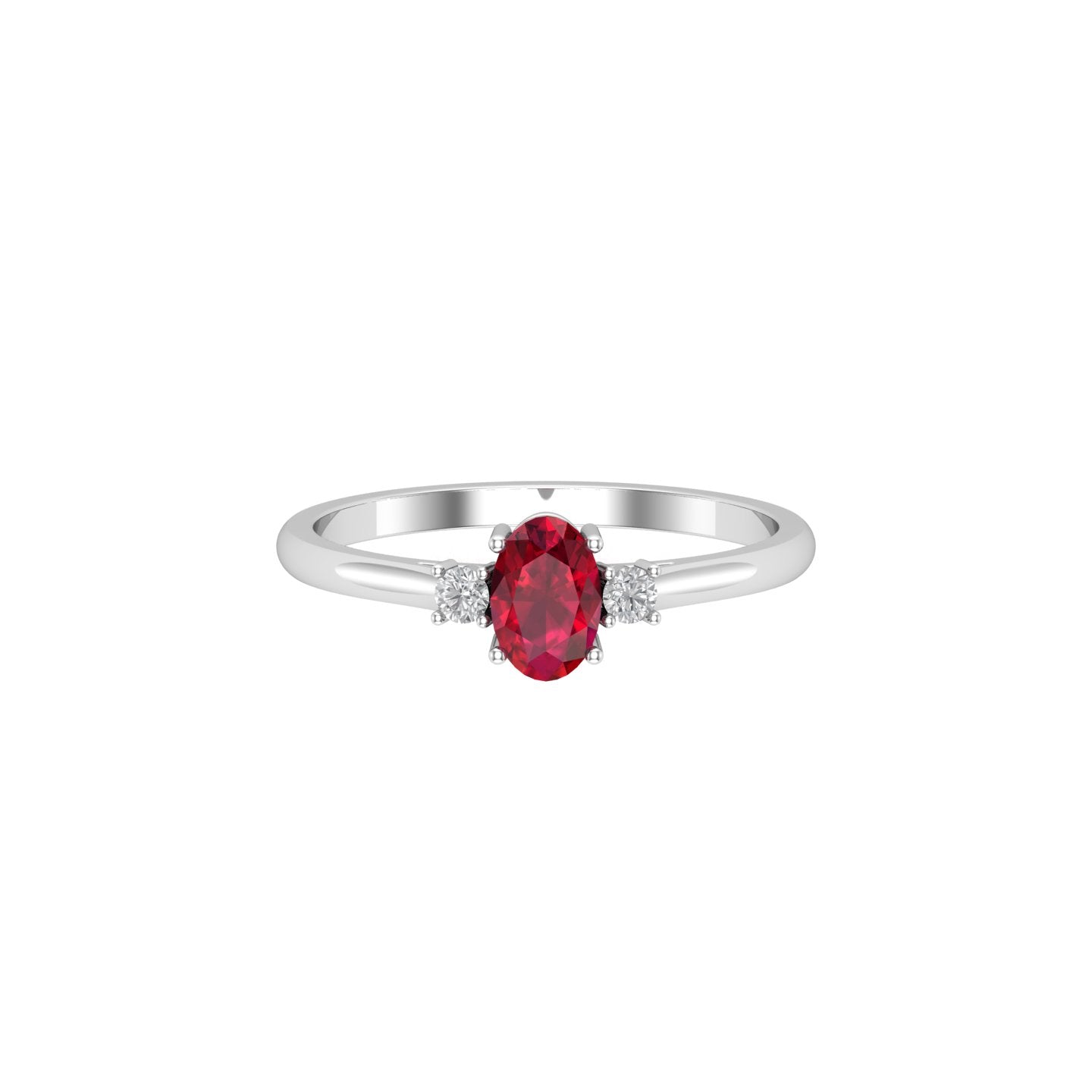 Solid Gold Ruby Diamond Oval Stacking Ring