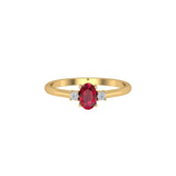 Solid Gold Ruby Diamond Oval Stacking Ring