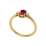 Solid Gold Ruby Diamond Oval Stacking Ring