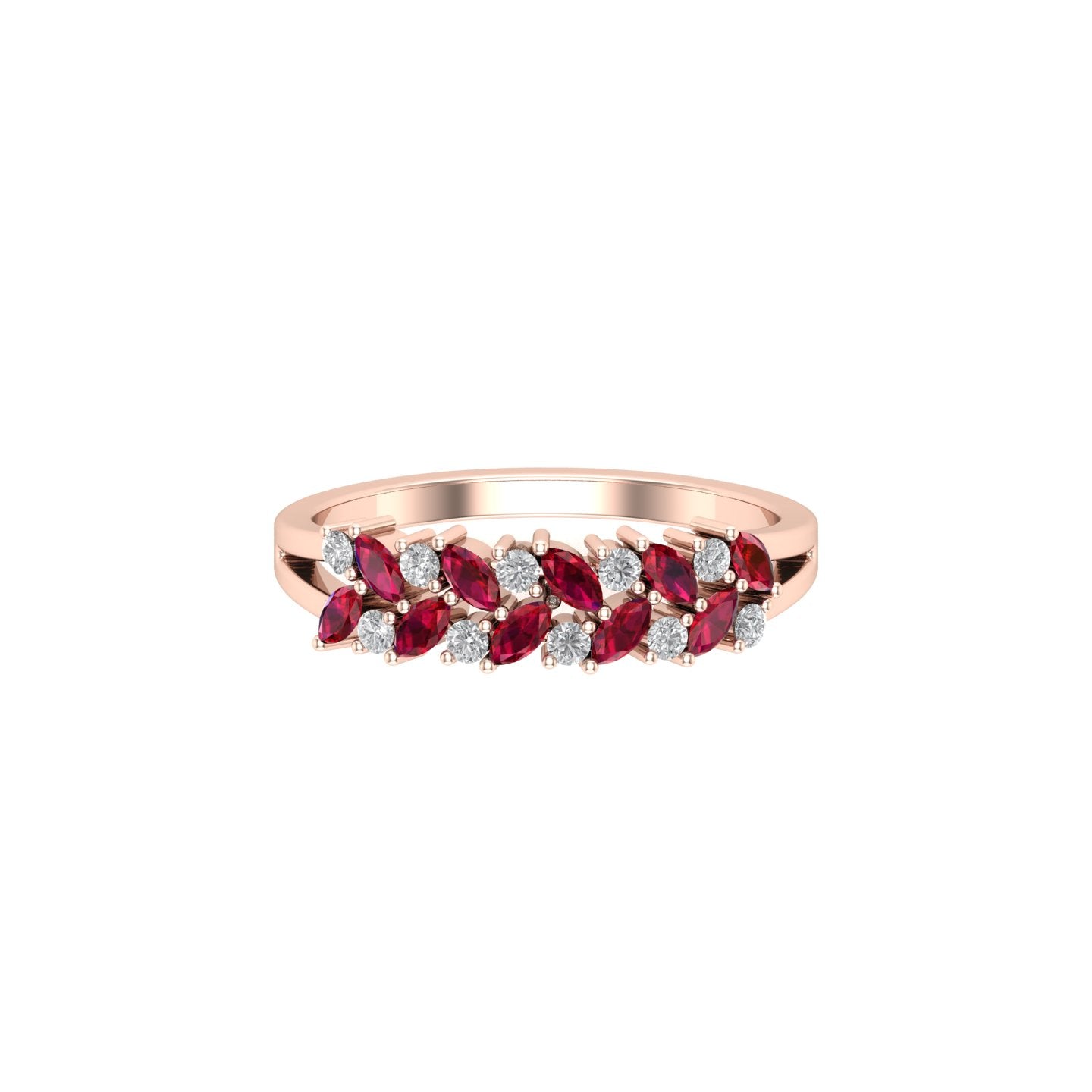 Solid Gold Ruby Diamond Marquise Ring