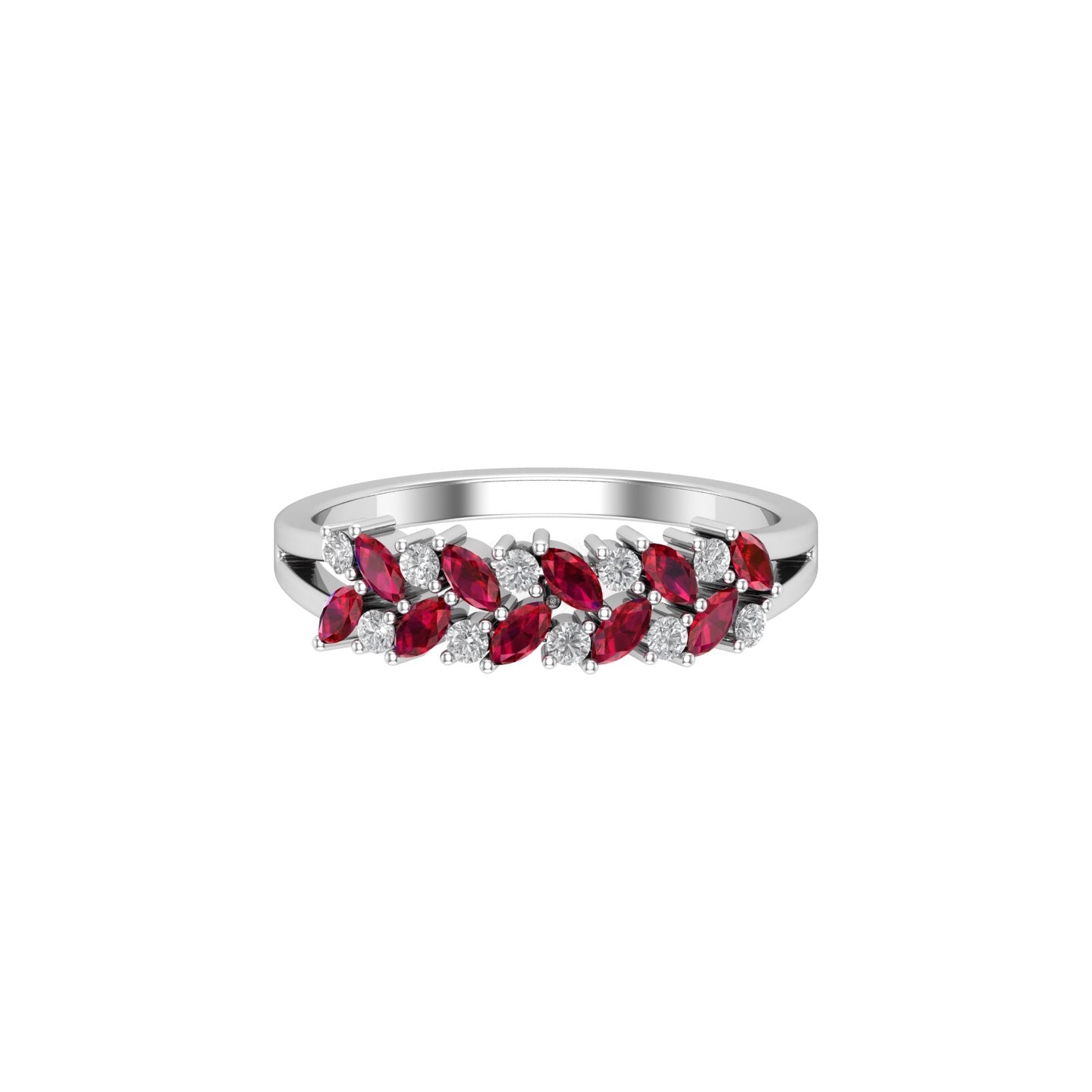 Solid Gold Ruby Diamond Marquise Ring