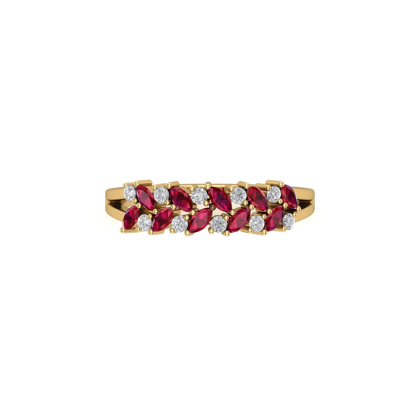 Solid Gold Ruby Diamond Marquise Ring