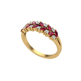 Solid Gold Ruby Diamond Marquise Ring