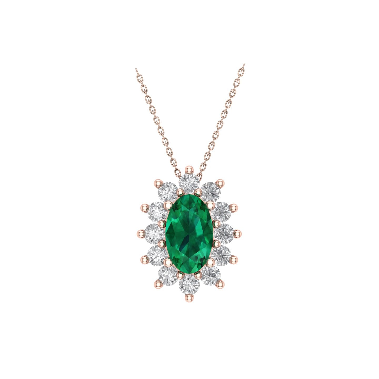 Solid Gold Emerald and Diamond Statement Necklace