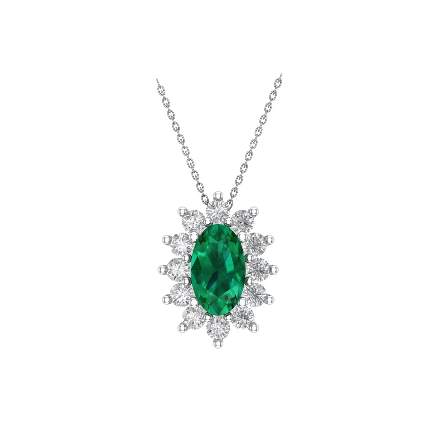 Solid Gold Emerald and Diamond Statement Necklace