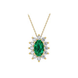 Solid Gold Emerald and Diamond Statement Necklace