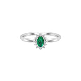 Solid Gold Oval Emerald Diamond Ring